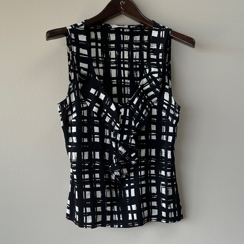 Halogen Black and White Checkered Tank Top